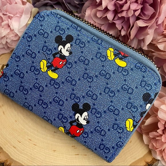 Blue Mickey Mouse Vegan Leather Zippered Wallet - Picture 3 of 9